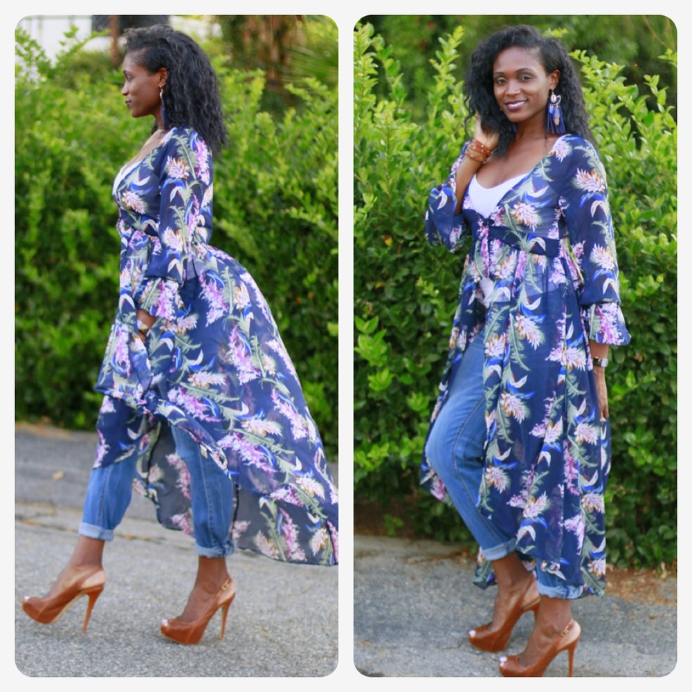 Navy Floral Duster
